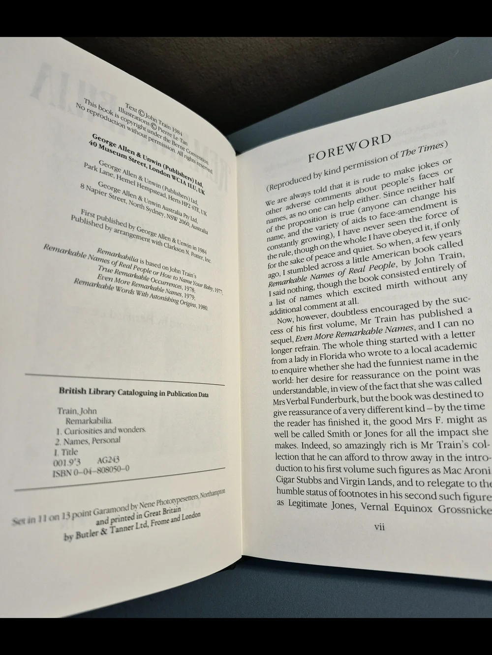 Remarkabilia compiled by John Train — Cream & Pink Hardcover Book
